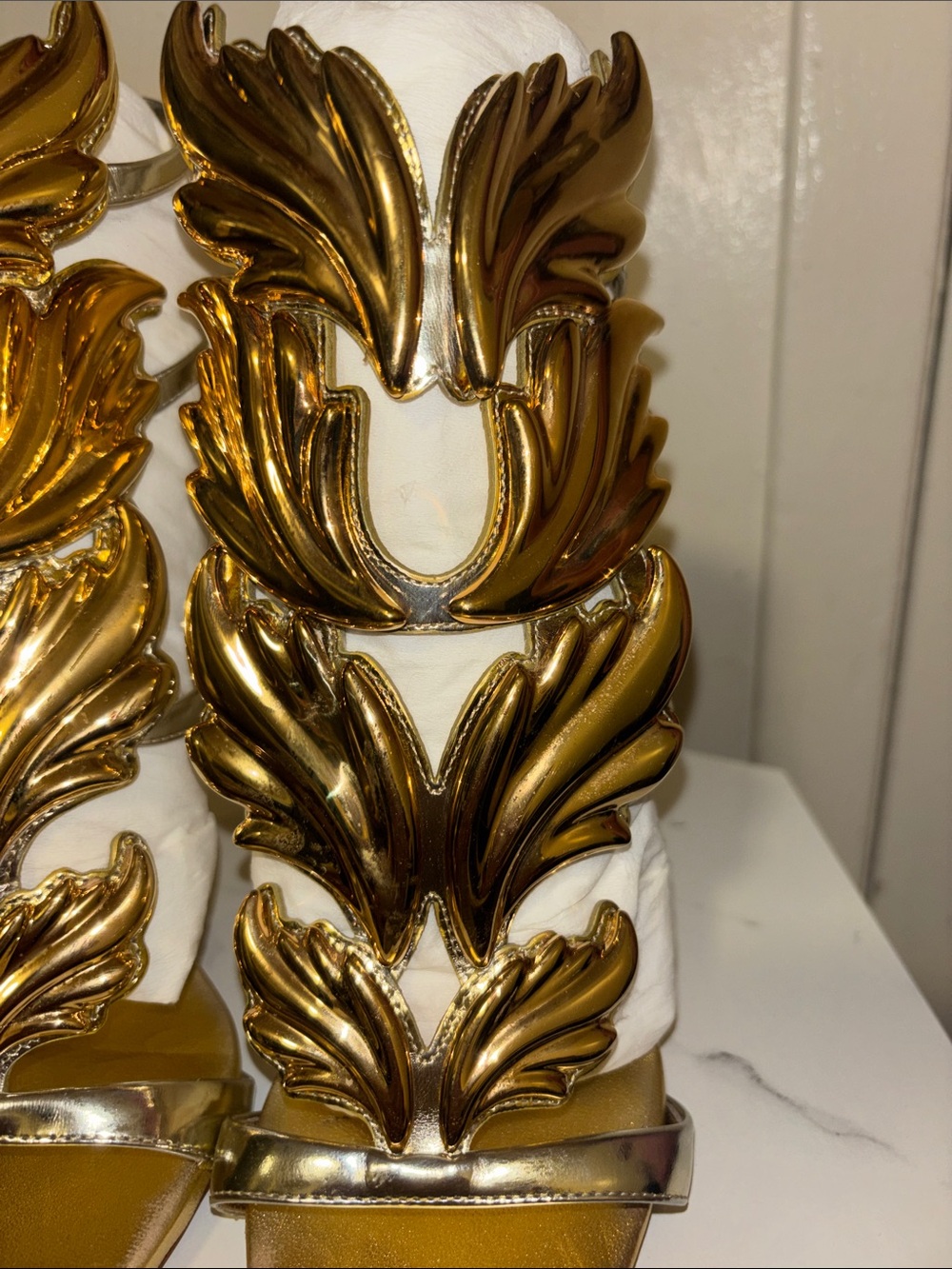 Giuseppe Zanotti Gold Leaf Embellished gold Sandals - Picture 8 of 11